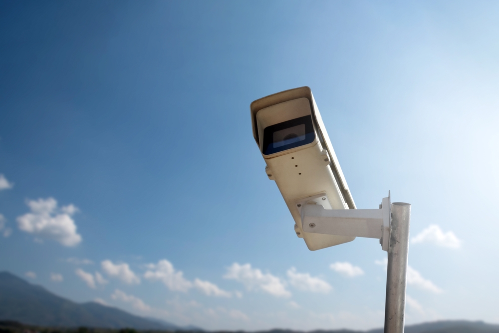 Ip,Cctv,Camera,Installed,On,High,Metal,Post,Of,Farmland